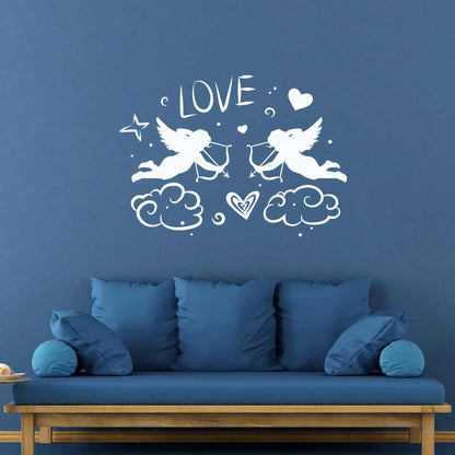 Wall Decals Cupids With Bow Love Angels Heart Romance Equipped With Transfer Film Kit