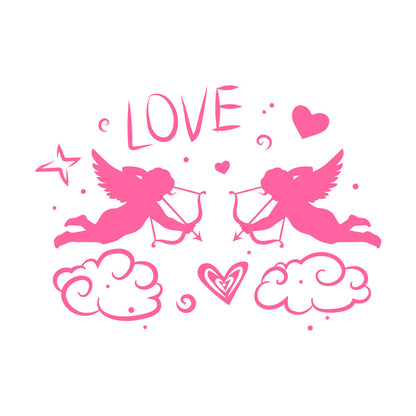 Wall Decals Cupids With Bow Love Angels Heart Romance Equipped With Transfer Film Kit