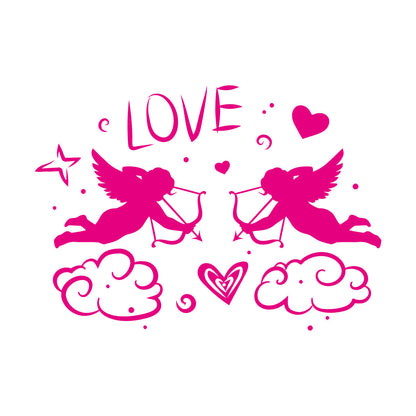 Wall Decals Cupids With Bow Love Angels Heart Romance Equipped With Transfer Film Kit