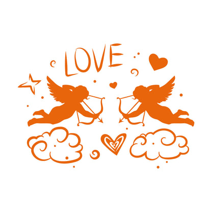 Wall Decals Cupids With Bow Love Angels Heart Romance Equipped With Transfer Film Kit
