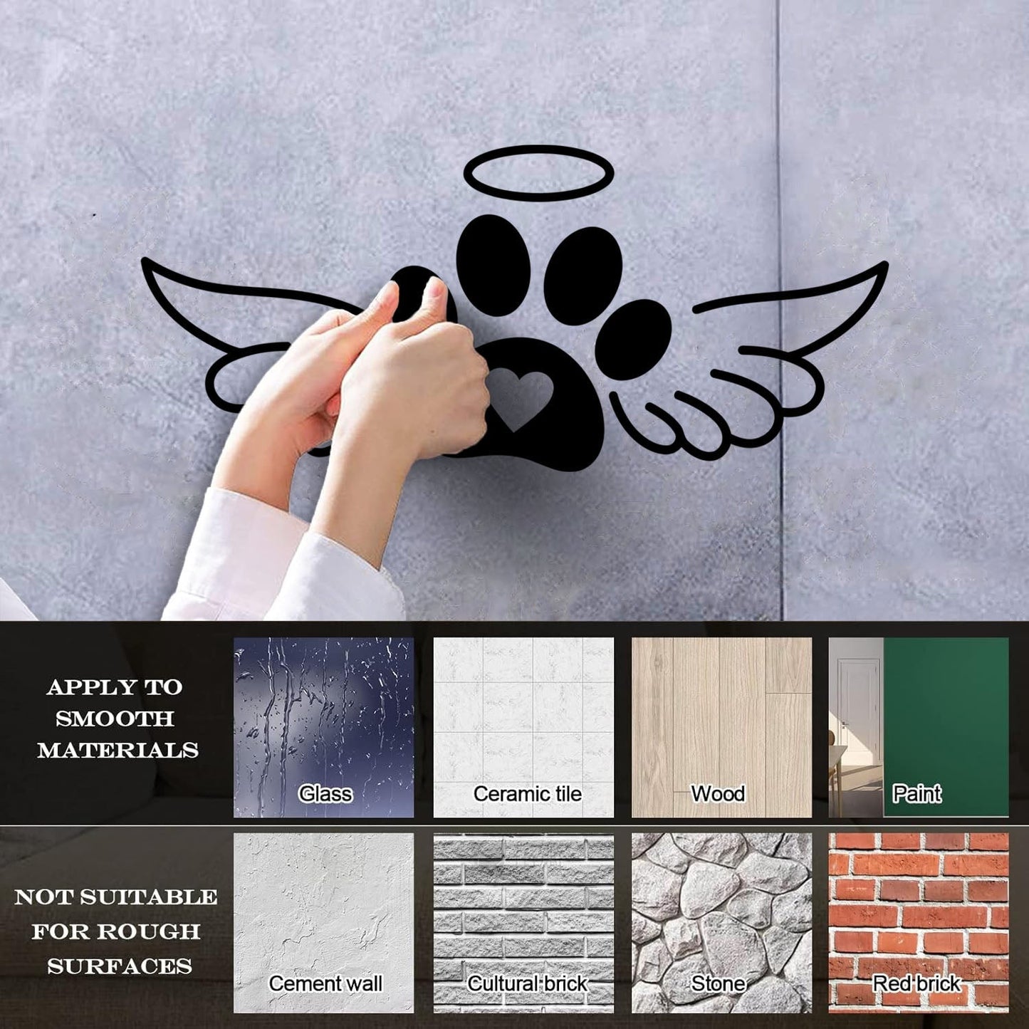 Vinyl Wall Decals Dog With Paw And Angel Wings Pets Shop Easy Installation