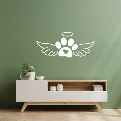Vinyl Wall Decals Dog With Paw And Angel Wings Pets Shop Easy Installation