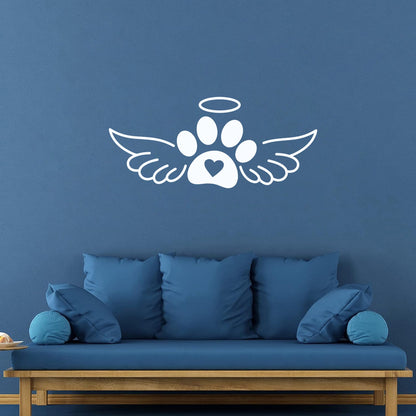Vinyl Wall Decals Dog With Paw And Angel Wings Pets Shop Easy Installation