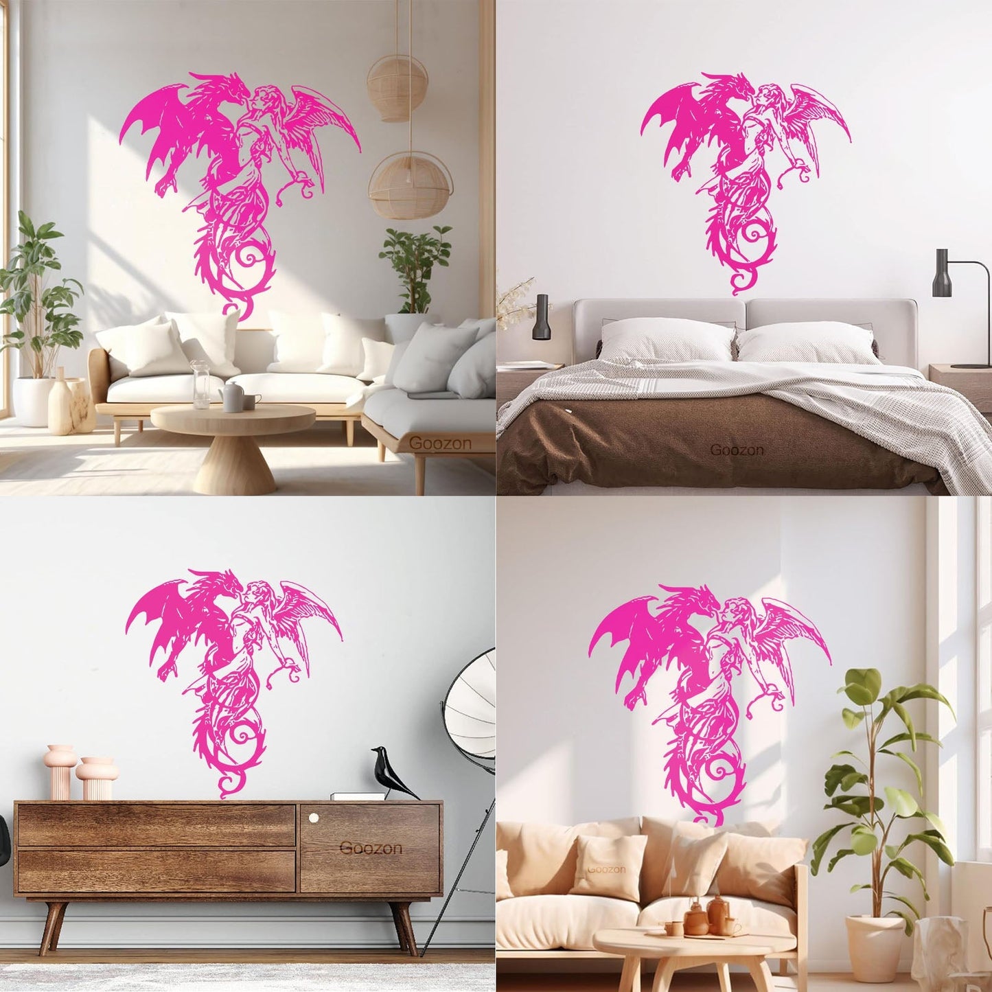 Mural And Wall Vinyl Decal Flying Demon Dragon With Angel Multiple Size Options
