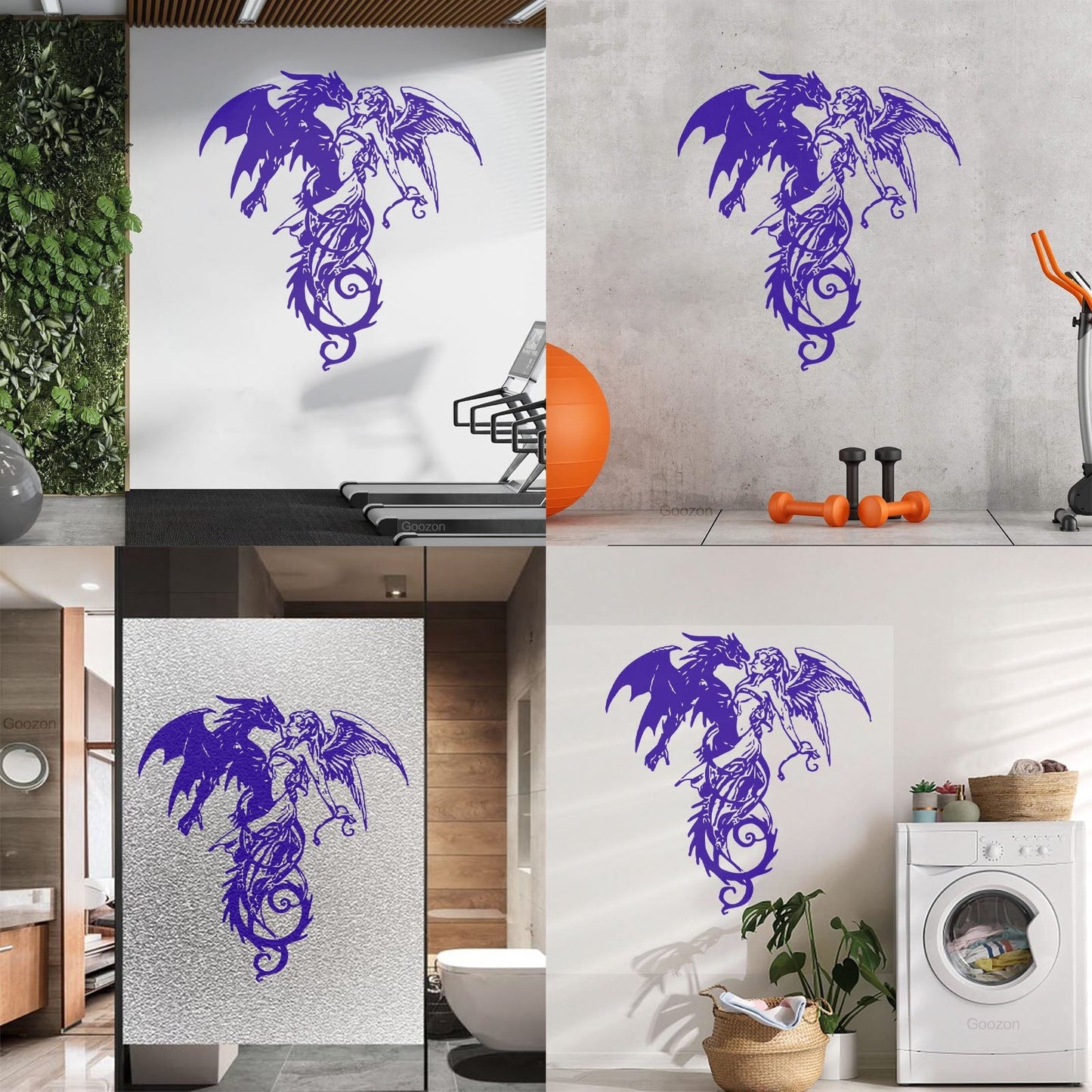 Mural And Wall Vinyl Decal Flying Demon Dragon With Angel Multiple Size Options