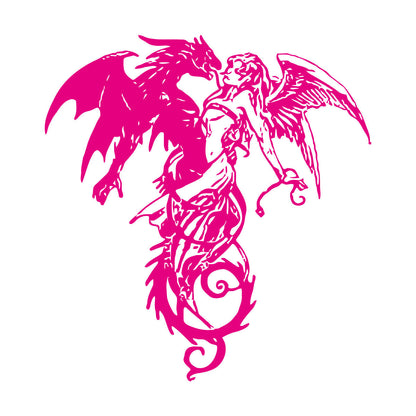 Mural And Wall Vinyl Decal Flying Demon Dragon With Angel Multiple Size Options