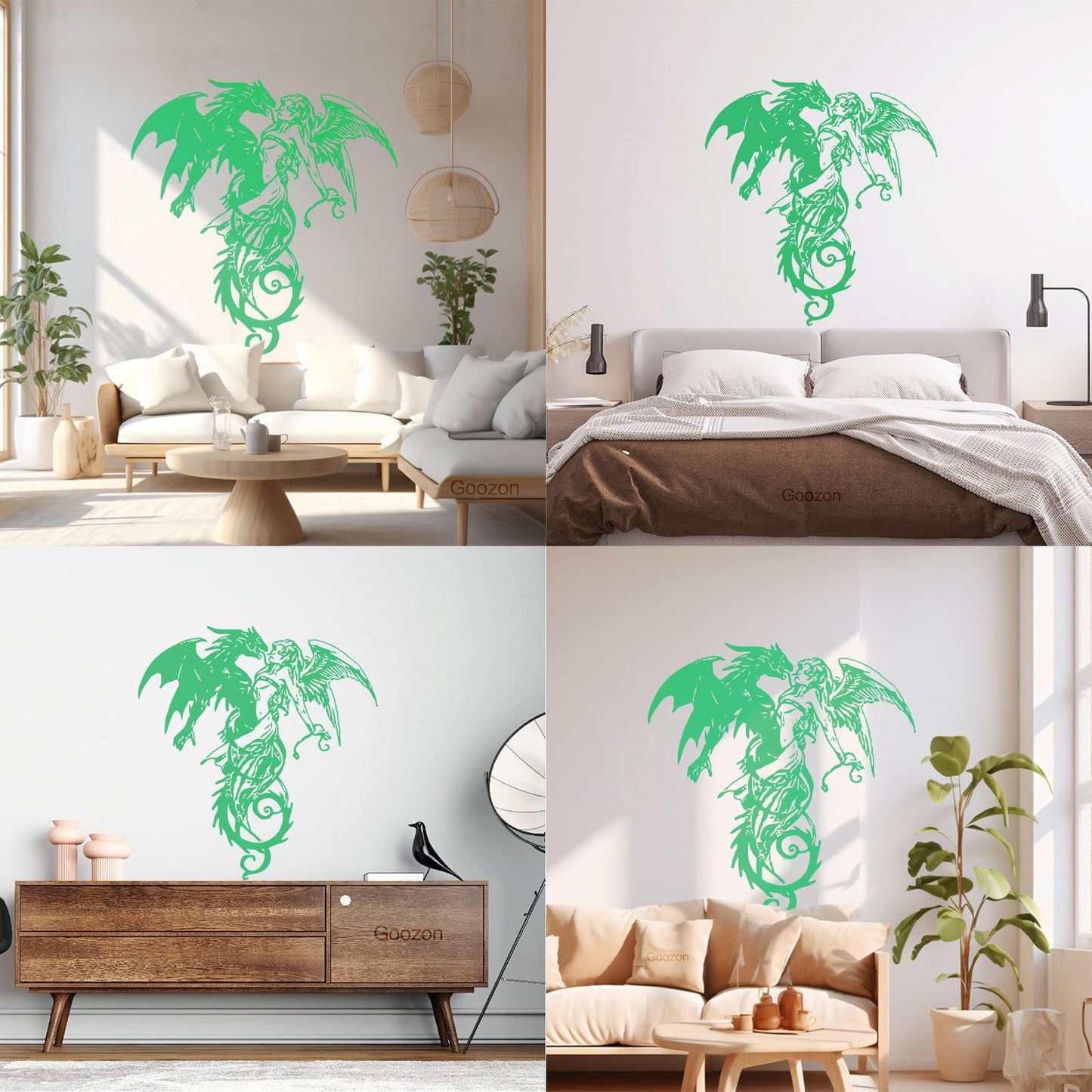 Mural And Wall Vinyl Decal Flying Demon Dragon With Angel Multiple Size Options