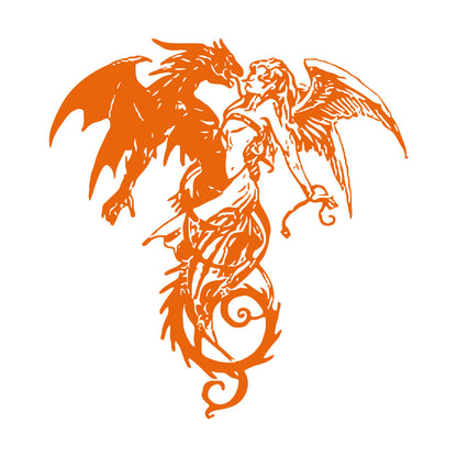 Mural And Wall Vinyl Decal Flying Demon Dragon With Angel Multiple Size Options