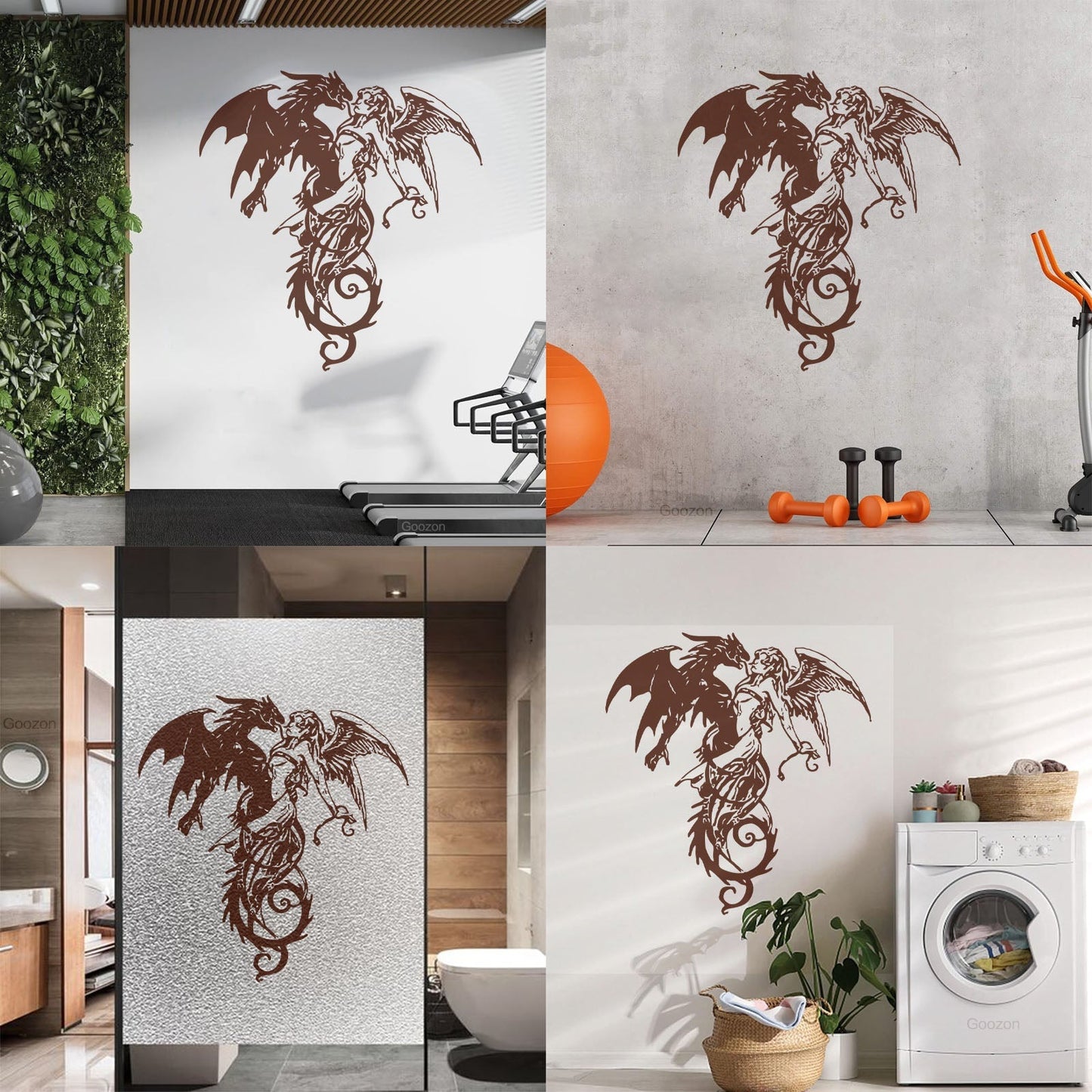 Mural And Wall Vinyl Decal Flying Demon Dragon With Angel Multiple Size Options