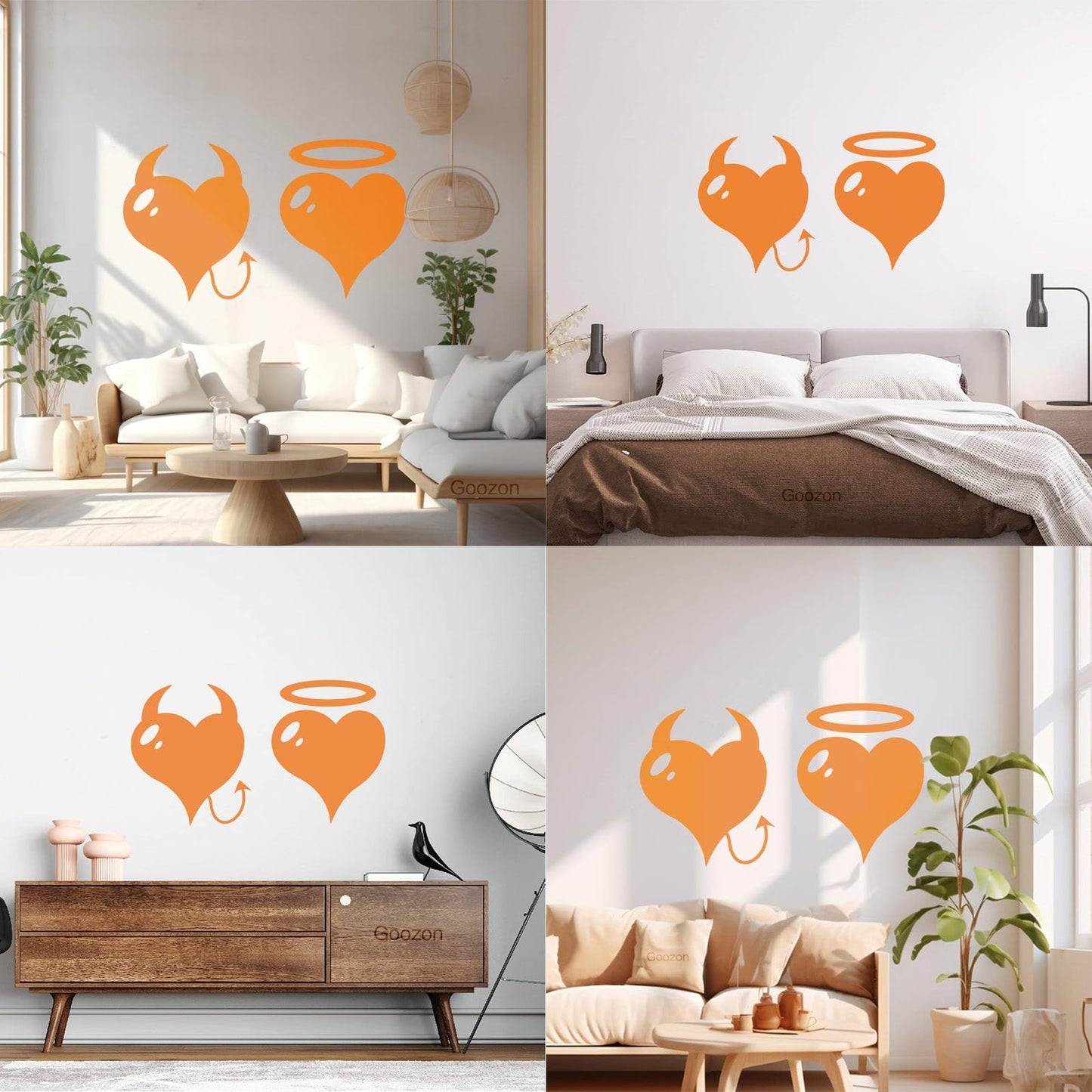Wall Stickers Heart Love Romance Devil And Angel Bedroom Can Modify And Add Information