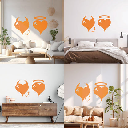Wall Stickers Heart Love Romance Devil And Angel Bedroom Can Modify And Add Information