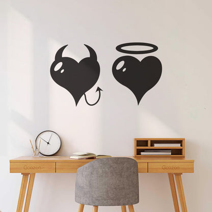 Wall Stickers Heart Love Romance Devil And Angel Bedroom Can Modify And Add Information