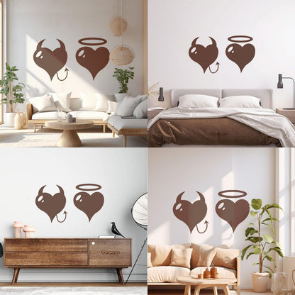 Wall Stickers Heart Love Romance Devil And Angel Bedroom Can Modify And Add Information