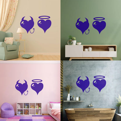 Wall Stickers Heart Love Romance Devil And Angel Bedroom Can Modify And Add Information