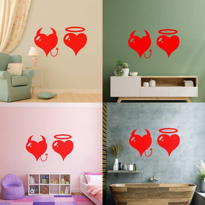 Wall Stickers Heart Love Romance Devil And Angel Bedroom Can Modify And Add Information