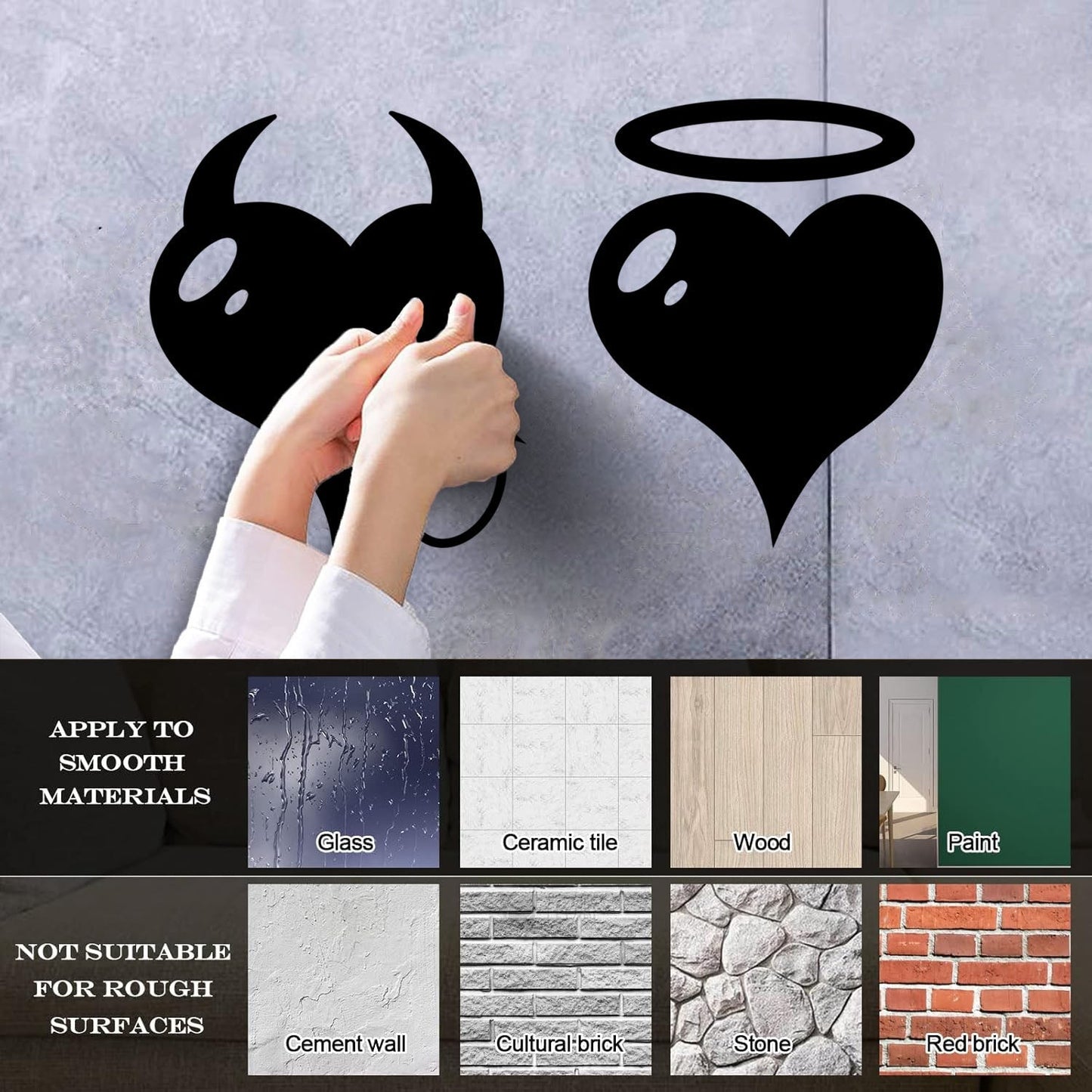 Wall Stickers Heart Love Romance Devil And Angel Bedroom Can Modify And Add Information