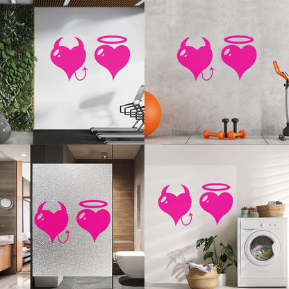 Wall Stickers Heart Love Romance Devil And Angel Bedroom Can Modify And Add Information