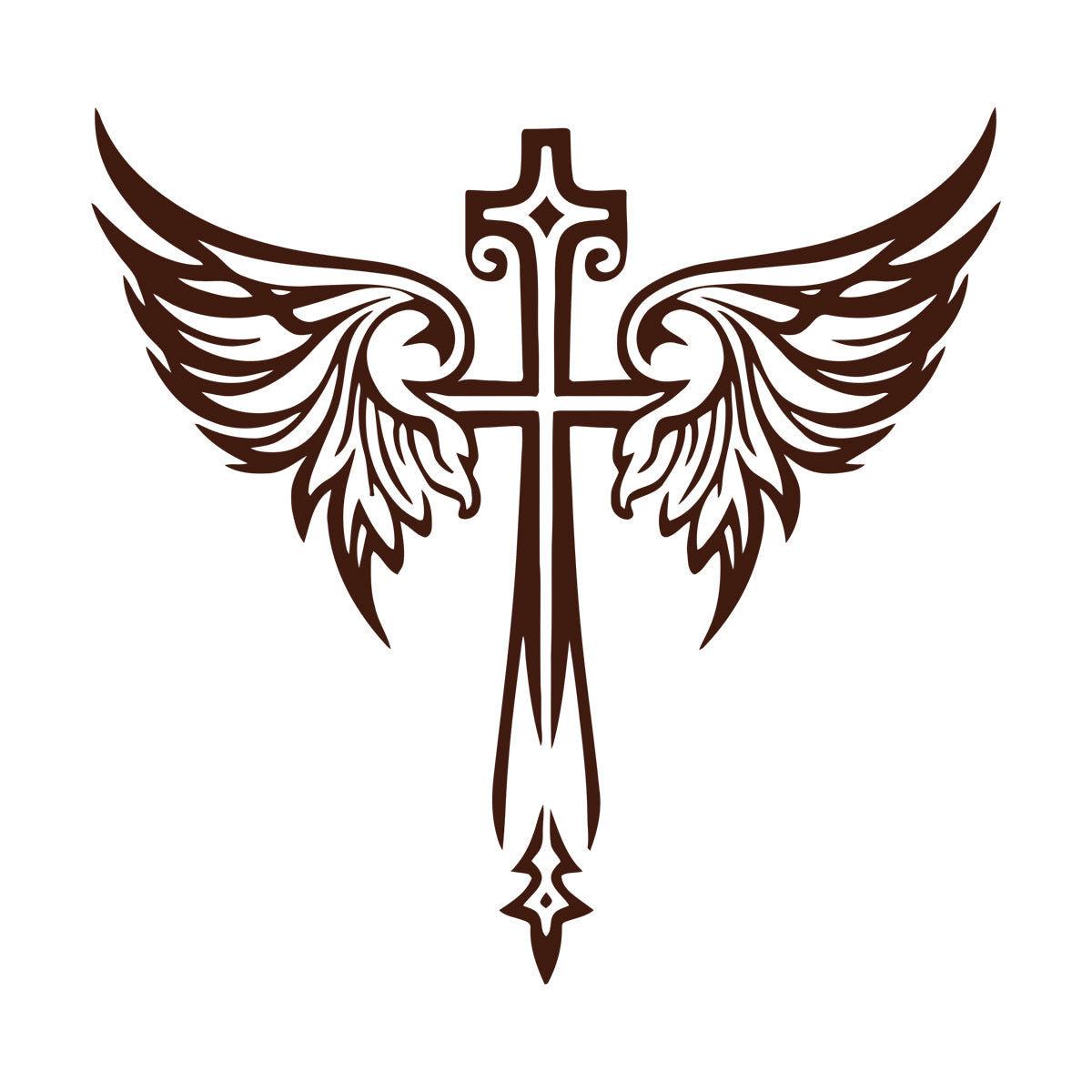 Vinyl Art Sticker Jesus Beautiful Cross Angel Wings Christian Symbols Wall Beautification