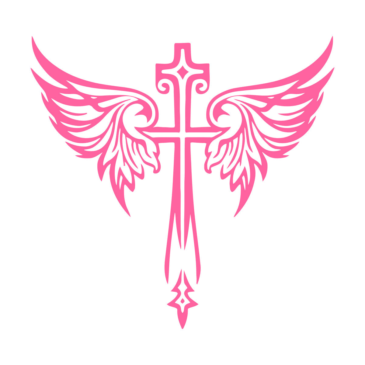 Vinyl Art Sticker Jesus Beautiful Cross Angel Wings Christian Symbols Wall Beautification