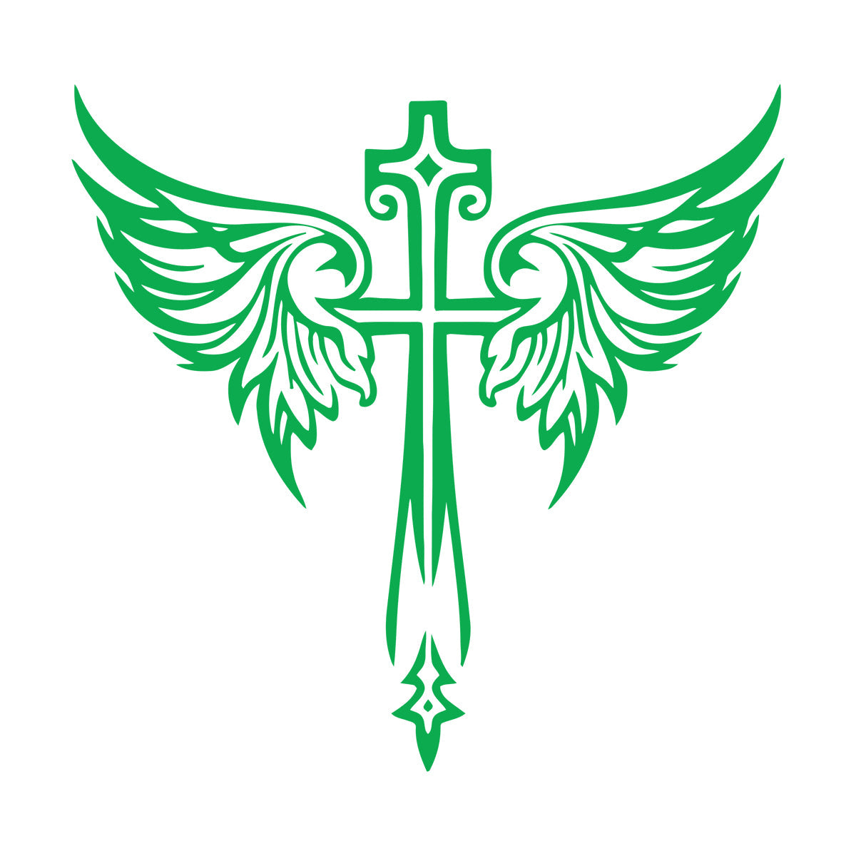 Vinyl Art Sticker Jesus Beautiful Cross Angel Wings Christian Symbols Wall Beautification