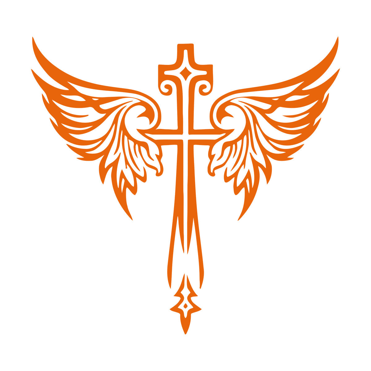 Vinyl Art Sticker Jesus Beautiful Cross Angel Wings Christian Symbols Wall Beautification