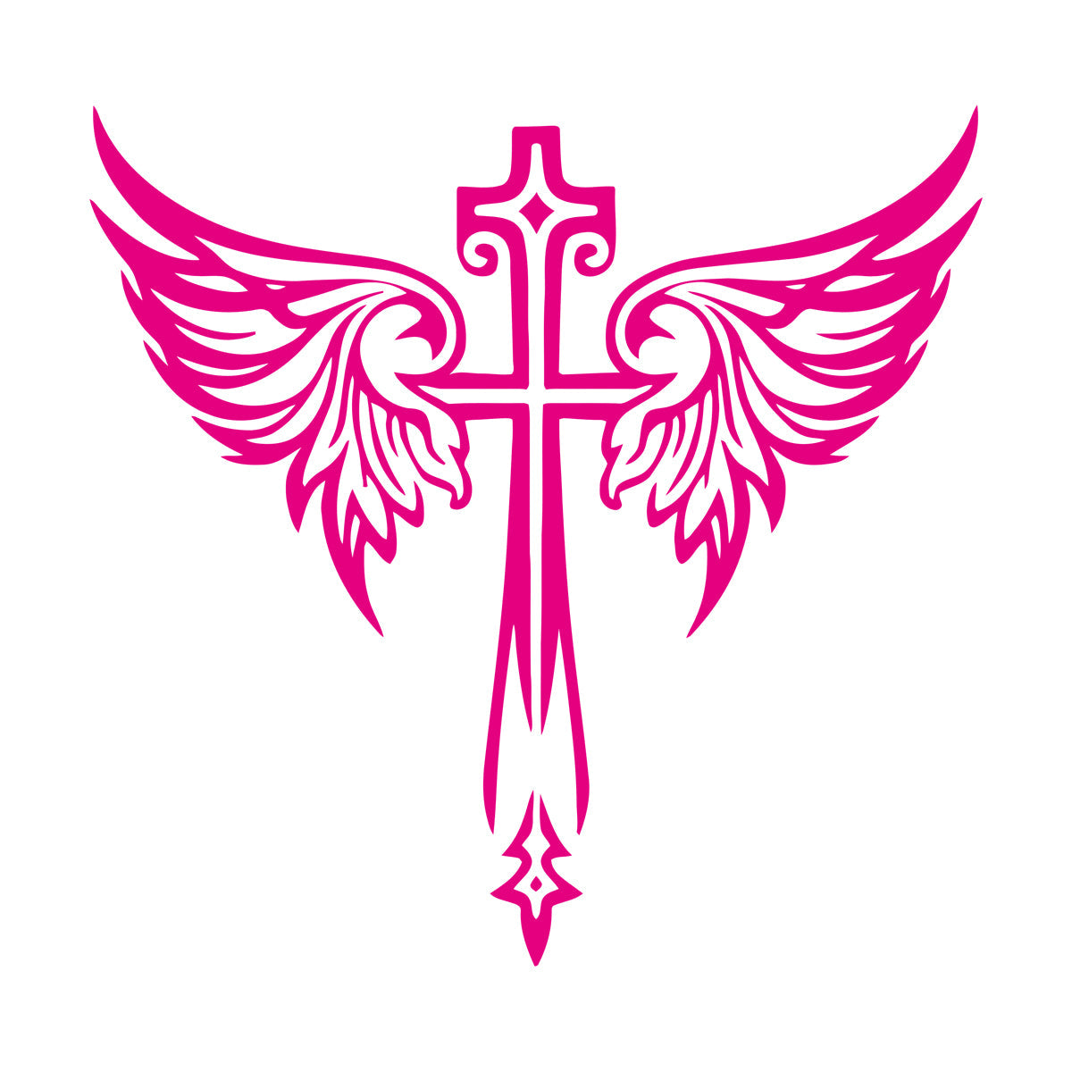 Vinyl Art Sticker Jesus Beautiful Cross Angel Wings Christian Symbols Wall Beautification