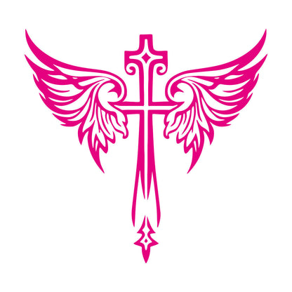 Vinyl Art Sticker Jesus Beautiful Cross Angel Wings Christian Symbols Wall Beautification