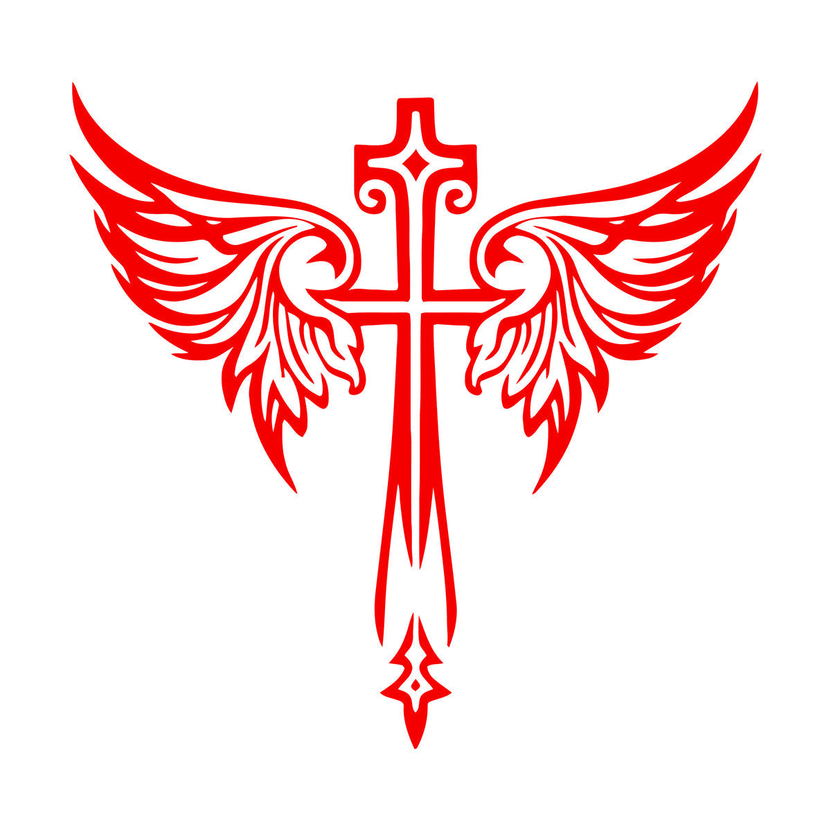 Vinyl Art Sticker Jesus Beautiful Cross Angel Wings Christian Symbols Wall Beautification