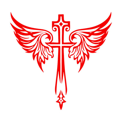 Vinyl Art Sticker Jesus Beautiful Cross Angel Wings Christian Symbols Wall Beautification