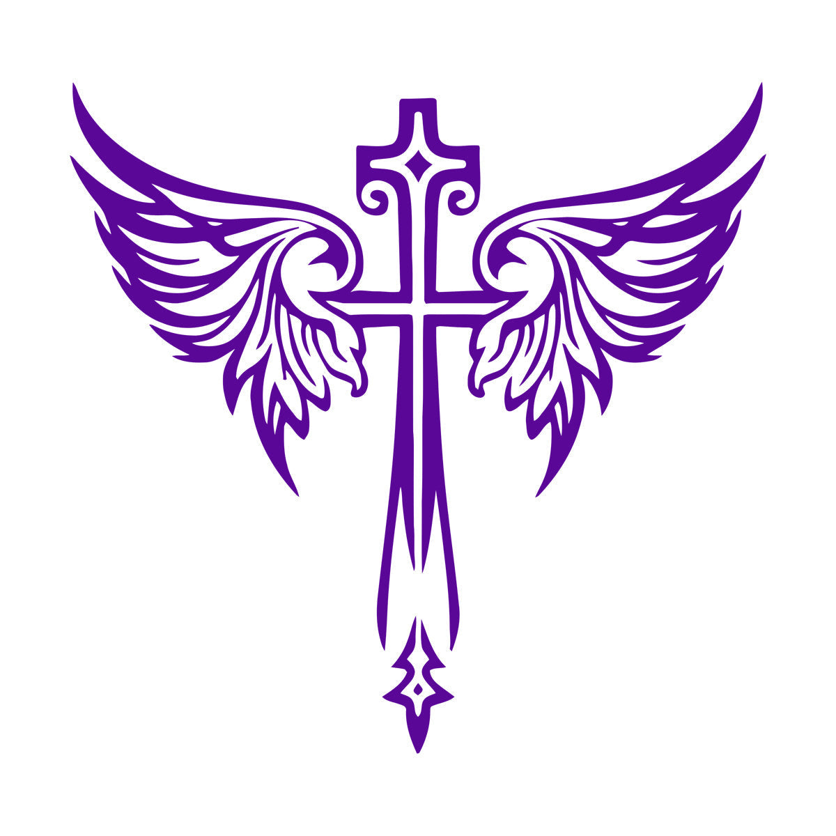 Vinyl Art Sticker Jesus Beautiful Cross Angel Wings Christian Symbols Wall Beautification