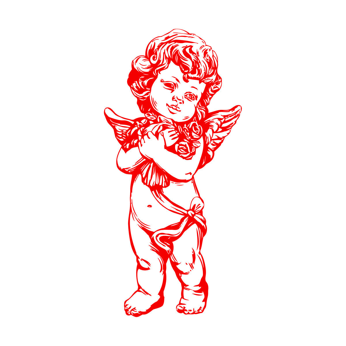 Engraving Stickers Love Cupid Romantic Angel With Roses Car Body Decoration