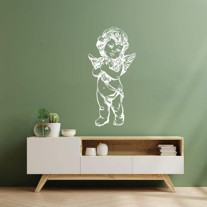 Engraving Stickers Love Cupid Romantic Angel With Roses Car Body Decoration