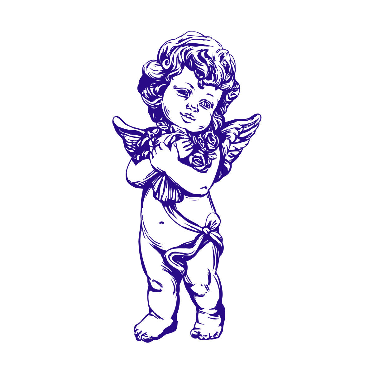 Engraving Stickers Love Cupid Romantic Angel With Roses Car Body Decoration