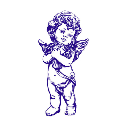 Engraving Stickers Love Cupid Romantic Angel With Roses Car Body Decoration