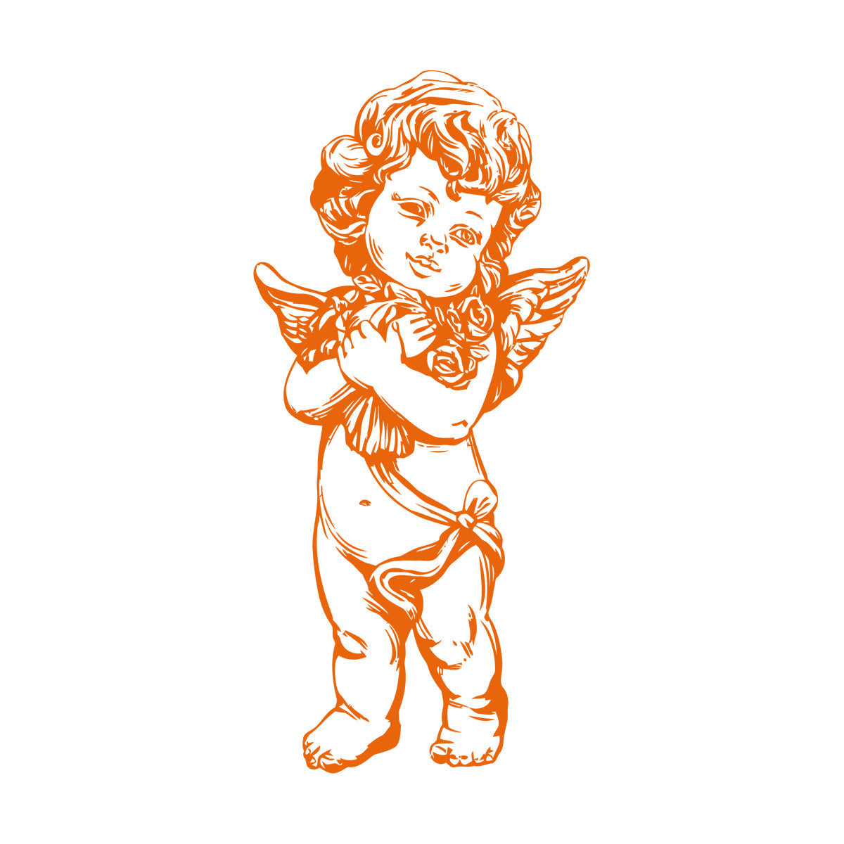 Engraving Stickers Love Cupid Romantic Angel With Roses Car Body Decoration
