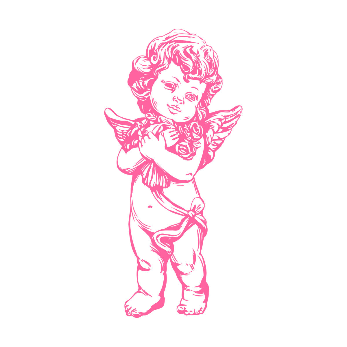 Engraving Stickers Love Cupid Romantic Angel With Roses Car Body Decoration
