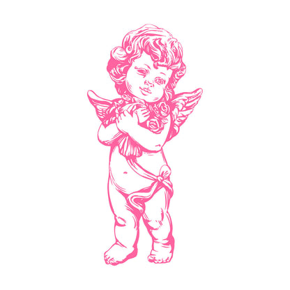 Engraving Stickers Love Cupid Romantic Angel With Roses Car Body Decoration