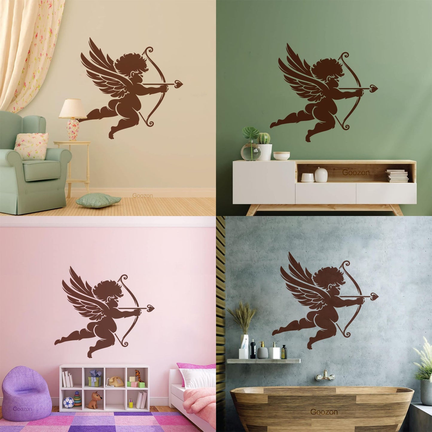 Wall Decals Romance Cupid Love Angel Bow Arrows Self Adhesive