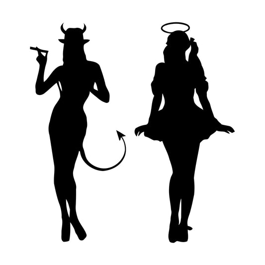Vinyl Wall Decals Silhouettes Angel And Demon Do Not Damage The Wall Surface