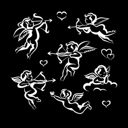 Mural And Wall Vinyl Decal Valentines Day Kupid Collection Set Of Angels Equipped With Transfer Film Kit