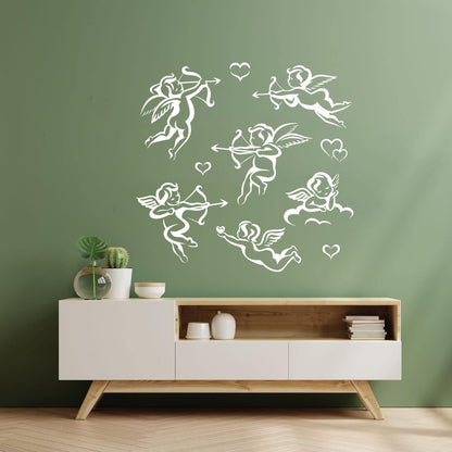 Mural And Wall Vinyl Decal Valentines Day Kupid Collection Set Of Angels Equipped With Transfer Film Kit