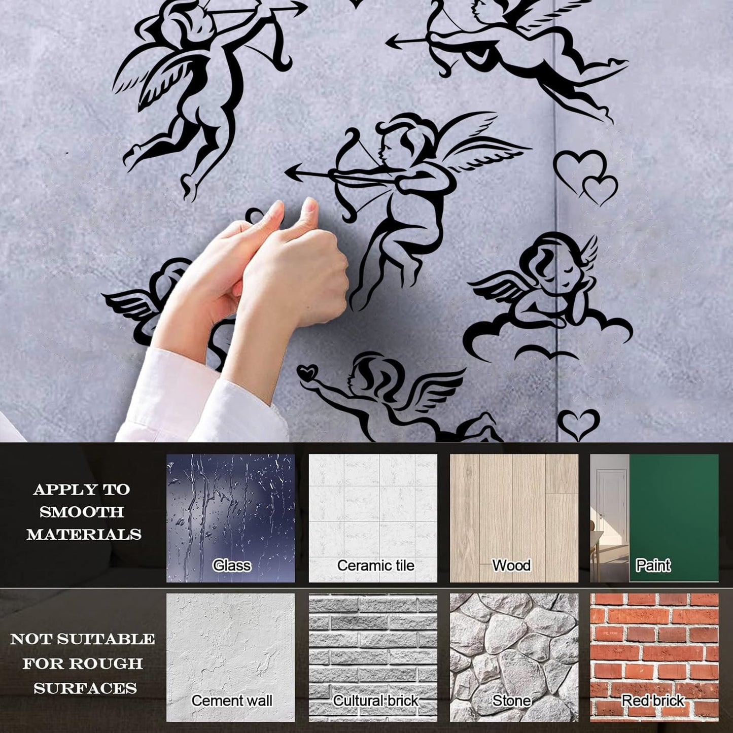 Mural And Wall Vinyl Decal Valentines Day Kupid Collection Set Of Angels Equipped With Transfer Film Kit