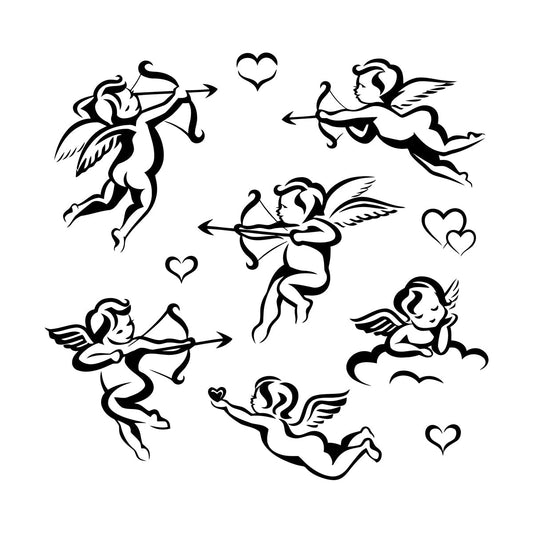 Mural And Wall Vinyl Decal Valentines Day Kupid Collection Set Of Angels Equipped With Transfer Film Kit