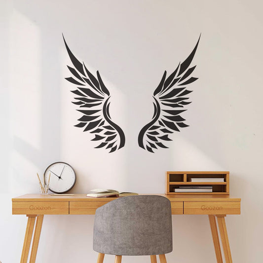 Ailes d'ange, plumes d'oiseau, autocollant mural en vinyle, décoration artistique, peinture murale