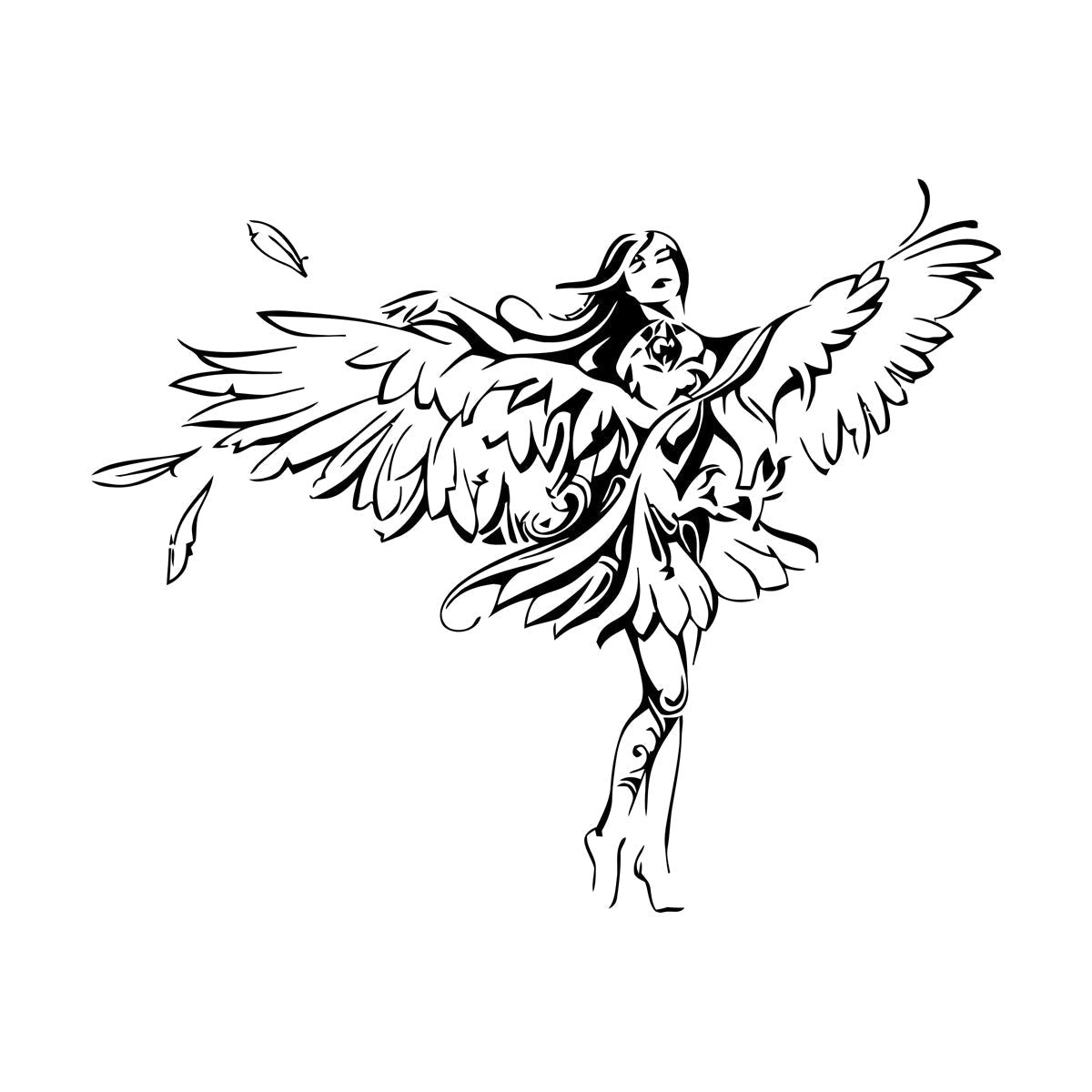 Girl Eagle Bird Angel Romantic Wings Wall Decals Store Decoration