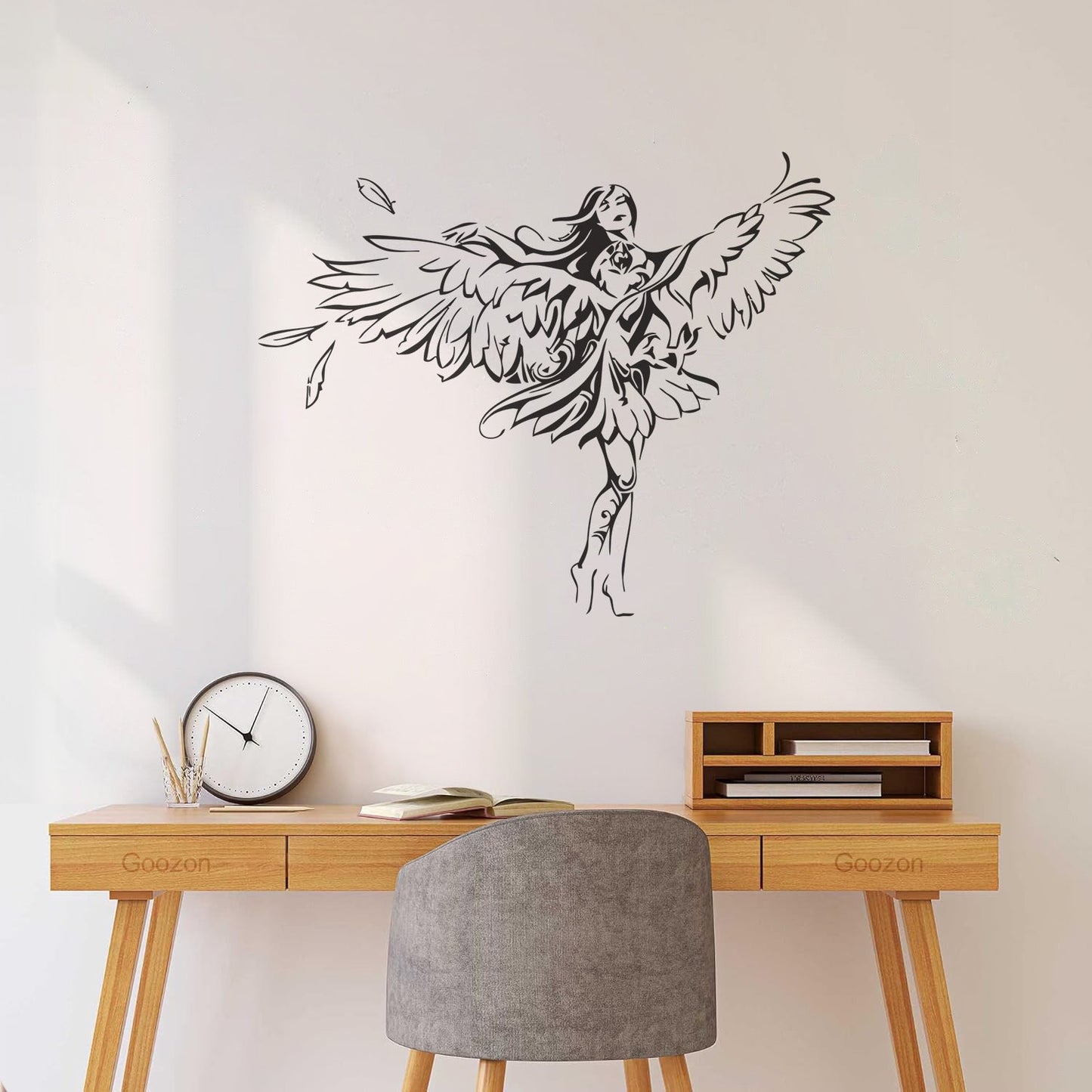 Girl Eagle Bird Angel Romantic Wings Wall Decals Store Decoration