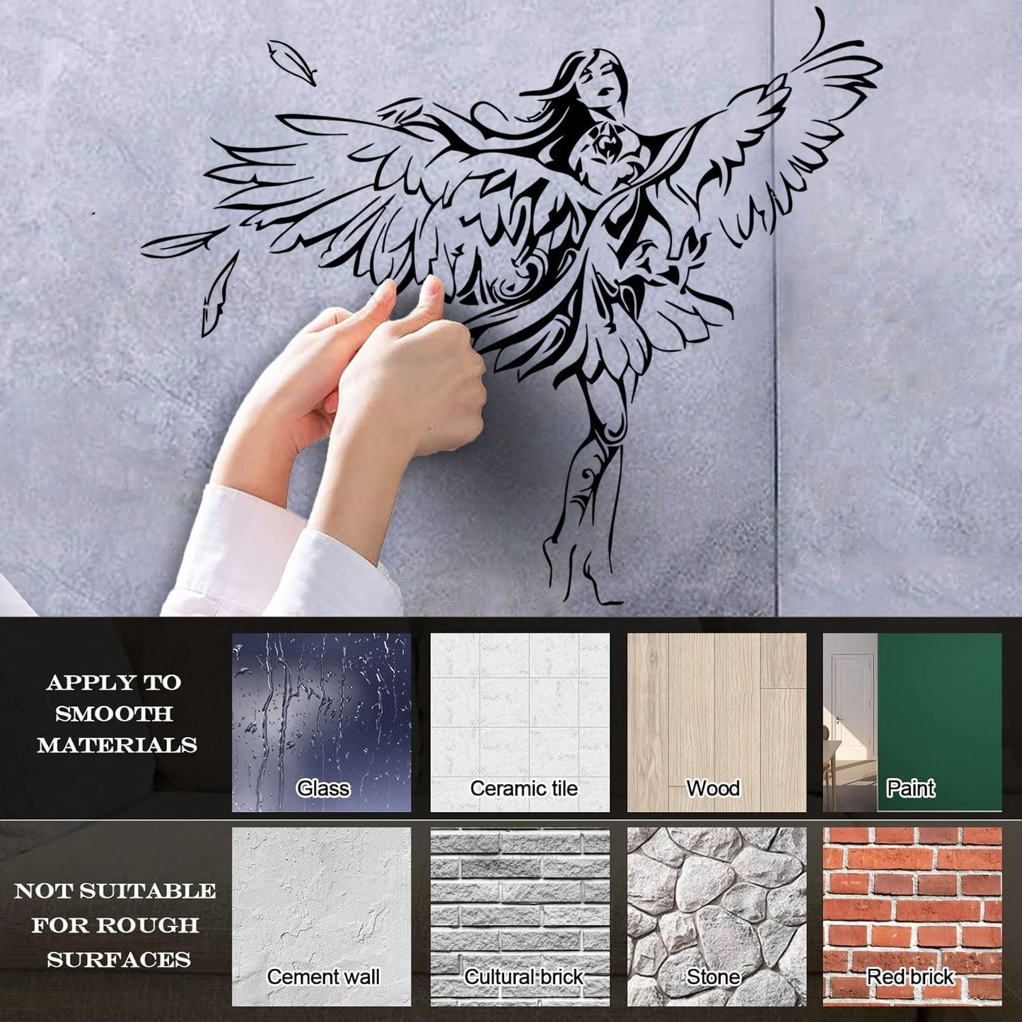 Girl Eagle Bird Angel Romantic Wings Wall Decals Store Decoration