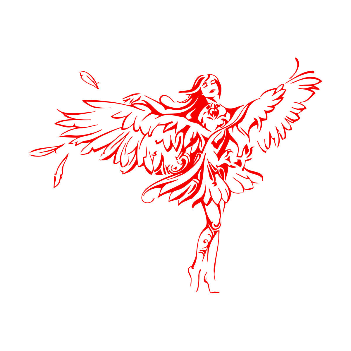 Girl Eagle Bird Angel Romantic Wings Wall Decals Store Decoration