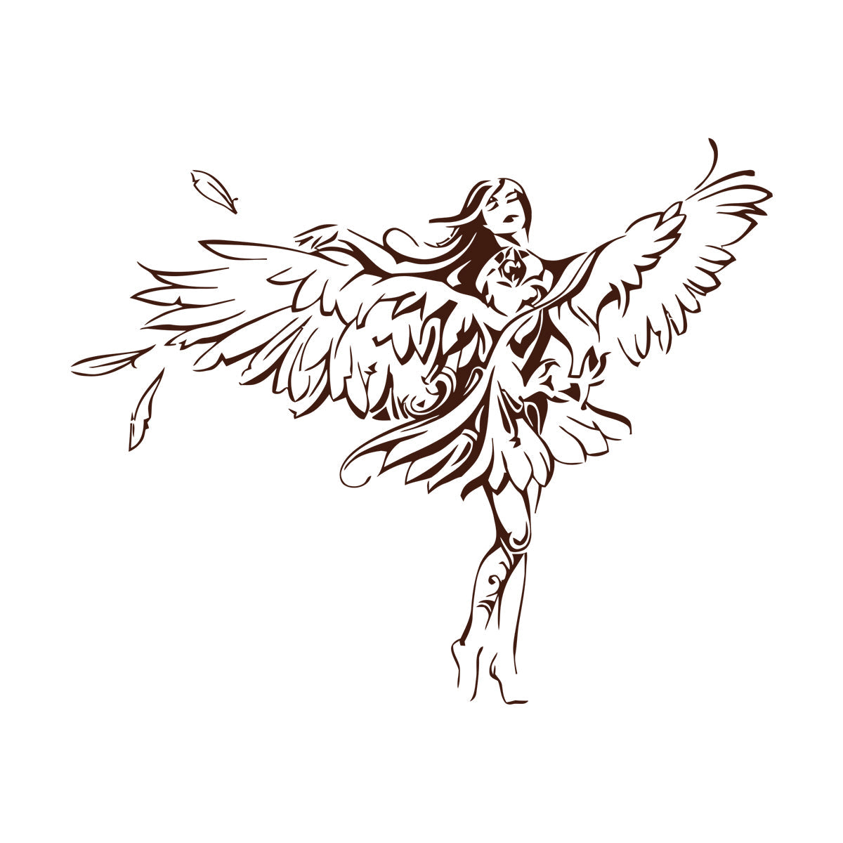 Girl Eagle Bird Angel Romantic Wings Wall Decals Store Decoration