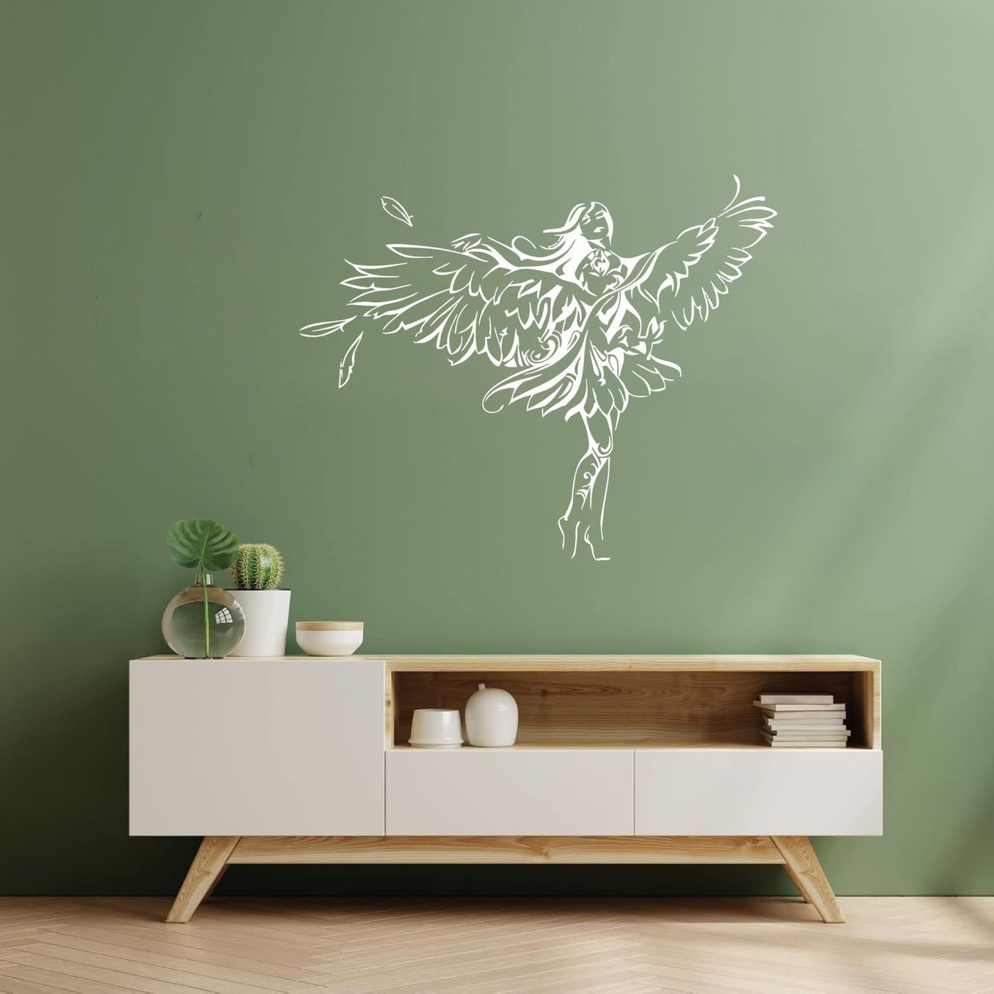 Girl Eagle Bird Angel Romantic Wings Wall Decals Store Decoration